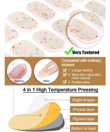 Kalolary 20PCS Luminous Glitter Gel Nail Polish Strips - Glow in the Dark Waterproof Nail Wrap Stickers (White) - Includes Nail File and Stick - Buy Online on SooperMarket.com