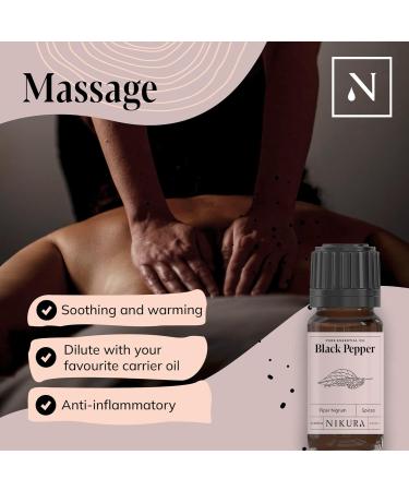 Nikura Black Pepper Essential Oil 100ml - 100% Pure Natural Oil for Aromatherapy, Soap, Candle Making - Stress Relief & Craving Management - Vegan & UK Made - Buy Online on SooperMarket.com