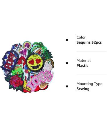 Qingxi Charm 32pcs Sequins Embroidered Patches - DIY Craft Embellishments for Clothes, Hats, Shoes - Assorted Styles - Buy Online on SooperMarket.com