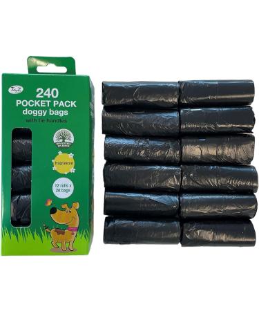 TidyZ 240 DOGGY BAGS WITH TIE HANDLES POCKET PACK FRAGRANCED BLACK (12 rolls of 20 Bags) - Buy Online on SooperMarket.com