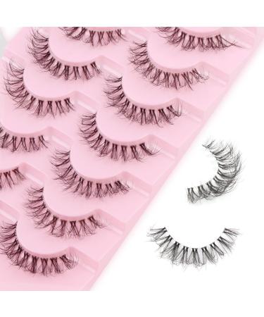 Parriparri Lashes Fluffy Wispy False Eyelashes 7 Pairs Soft Fake Lashes Natural Look with Clear Band 8D Light Volume Faux Mink Eyelashes 06