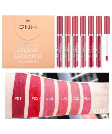 DNM 6 Colors Matte Lipstick Set | Waterproof Non-Stick Cup Lip Gloss | Durable Liquid Lipstick Set for Flawless Make-Up - Buy Online on SooperMarket.com