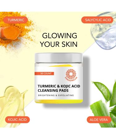 Turmeric Kojic Cleansing Pads - Exfoliating Face Pads for Acne Scars & Pore Cleaning - 50PCS | Skin Firming & Deep Clean - Buy Online on SooperMarket.com