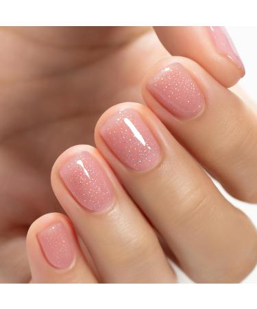 RARJSM Nude Rubber Base Gel Nail Polish - 15ml Iridescent Light Pink Rubber Builder Gel with Rainbow Glitter for French Manicure - Quick Extend & Soak Off - Buy Online on SooperMarket.com