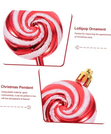 HOLIDYOYO 4pcs Lollipop Pendant Christmas Tree Hanging Peppermint Fake Christmas Candy Lollipops Red Plastic Red 11.60X5.00X1.60CM - Buy Online on SooperMarket.com