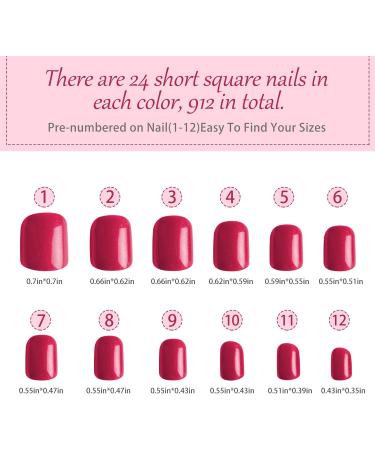 912 Colorful Short False Nails Square EBANKU | Full Cover Acrylic Press on Nails for Women Girls | DIY Nail Art (38 Colors) - Buy Online on SooperMarket.com
