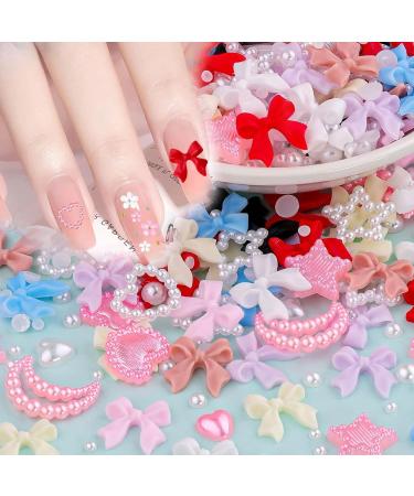 1000 PC 3D Nail Decorations Set - Pink & White Heart Charms Loop Nodes & Strass Stones for DIY Manicure & Jewelry - Buy Online on SooperMarket.com