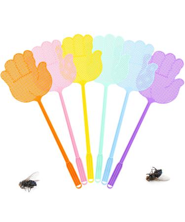 Flying gossip 6 pieces fly gossip stable mosquito swatter flying flying for defensive flies mosquitoes made of high -quality plastic stable and durable (6 colors) shape of the palm