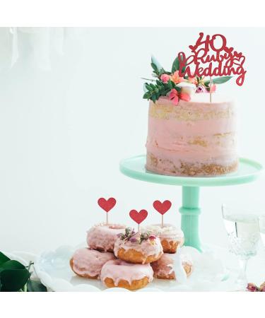 1 Pc 40th Anniversary Cake Toppers Ruby Wedding Cake Toppers with 14Pcs Heart Cake Decorations Toppers Red 40th Wedding Anniversary Cake Decorations Glitter Cake Topper for Celebration Party Supplies - Buy Online on SooperMarket.com