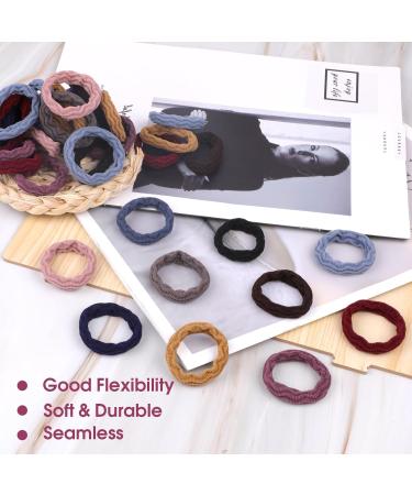 120 Pieces Seamless Hair Ties Hair Bobbles for Women Elastic Hair Ties No Damage Thick Hair Bands Women Girls Ponytail Holders for Thick Heavy and Curly Hair (10 Colors) - Buy Online on SooperMarket.com