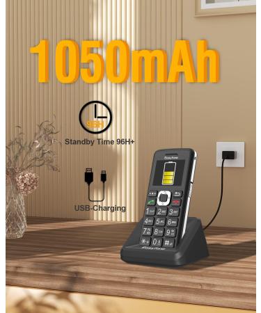 Easyfone T200 GSM Senior Cell Phone - 1.8 inch Large Button Mobile with SOS & Charging Station | No Contract Black 2G - Buy Online on SooperMarket.com