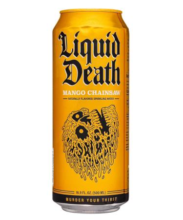 Liquid Death Sparkling Mountain Water Mango Chainsaw 1 x 500ml Can