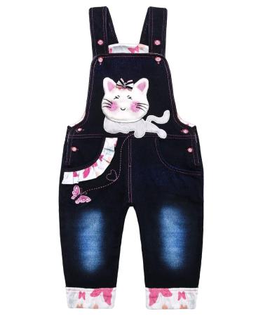 KIDSCOOL SPACE Baby Denim Overalls 3D Cute Cartoon Knitted Jean Dungarees 18-24 Months Blue-6033