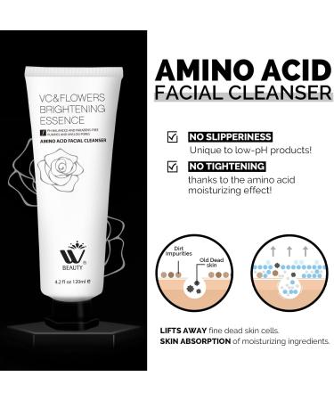WBM Amino Acid Facial Cleanser - Anti-Aging Brightening & Acne Face Wash for All Skin Types | Organic & Natural Ingredients - 4.2 fl oz - Buy Online on SooperMarket.com