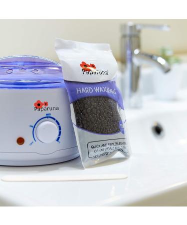 Adjustable Temperature Wax Warmer Hair Removal Kit - Includes 4 Bags Hard Wax Beads, Application Spatulas, Vented Cover, Auto Shut-Off - Buy Online on SooperMarket.com