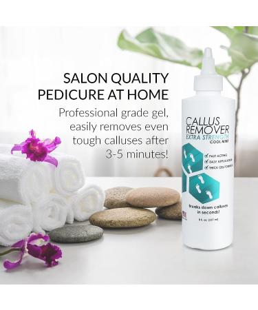 Extra Strength Callus Remover Gel 8oz - Salon Grade Pedicure Supplies for Rough, Dry Skin - Heavy Duty Foot Callus Remover with Cool Mint - Professional Home Treatment - Buy Online on SooperMarket.com