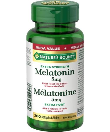 Nature's Bounty Melatonin 5 Mg Helps Reset Body's Sleep-wake Cycle Value Sized 200 Softgels