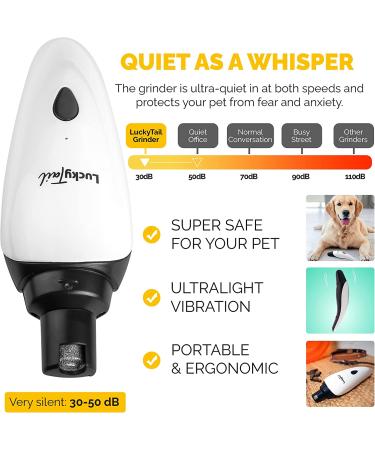 LuckyTail Dog Nail Grinder Trimmer: Professional 2-Speed Electric Pet Grooming Tool Kit | Quiet & Painless Paw Clipping | Rechargeable - Buy Online on SooperMarket.com
