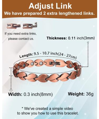 EnerCoppeX Copper Ankle Bracelet for Women Magnetic Pure Solid 99.99% Copper Lymph Detox Anklet 3500 Gauss Effective Magnet (CAC-0095Q) - Buy Online on SooperMarket.com