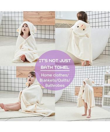 Hilmocho Baby Hooded Bath Towel | Soft Coral Velvet Swaddle Blanket for Infants | Absorbent Shower and Swimming Towel | White Sheep Design - Buy Online on SooperMarket.com