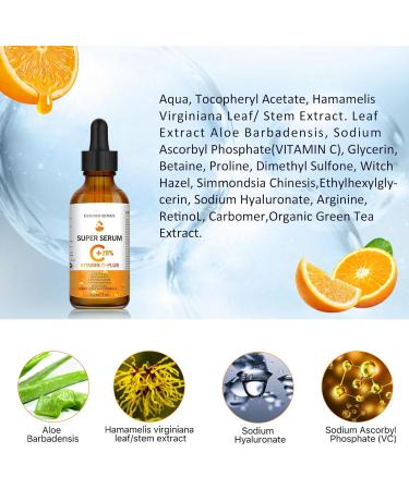 20% Vitamin C Serum for Face with Hyaluronic Acid & Retinol Serum 30ML Natural Anti Aging & Wrinkle Facial Serum Boost Skin Collagen Hydrate Brighten Plump Skin (30ml) - Buy Online on SooperMarket.com