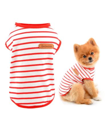 Smalllee_lucky_Store summer clothing for dogs striped T-shirt for small and medium-sized dogs cats boys girls sleeveless tea cup yorkie chihuahua clothing xxl red