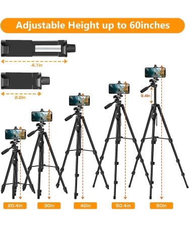 Professional 60 Camera Tripod with Phone Mount & Remote | Aluminum Portable Stand with Travel Bag | Compatible with Phone, Camera, Projector, DSLR | 5-Section Tripod - Buy Online on SooperMarket.com