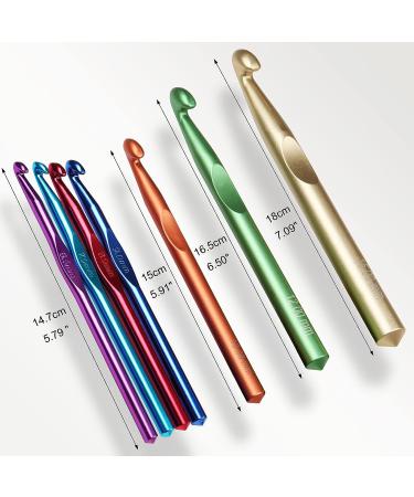 Coopay 7pcs Large Metal Crochet Hook Set - Chunky Crochet Needles for Blankets & Rugs - Ideal Giant Crochet Kit - Aluminum Hooks 15mm to 6.5mm - Buy Online on SooperMarket.com