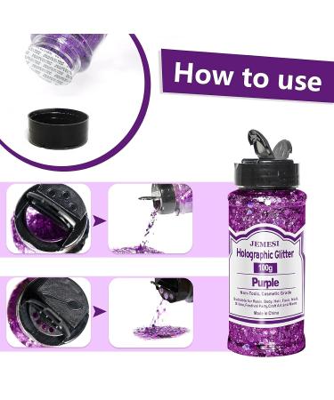 HOLOGRAPHIC Purple Chunky Glitter 100g | Craft Glitter for Resin Face Nail Body Slime & Festival Art - International Shipping - Buy Online on SooperMarket.com