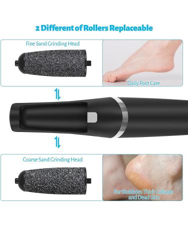 Rechargeable Electric Foot Callus Remover Kit | Waterproof Pedicure Tool with 4 Grinding Heads | Foot Care for Dead Skin | Ideal Gift - Black - Buy Online on SooperMarket.com