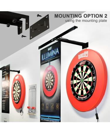 ONE80 ILLUMINA Dartboard Lighting System - Clear Vision Design, Sunlight Effect, Tape Measure & Level - Dartboard & Surround Not Included - Buy Online on SooperMarket.com