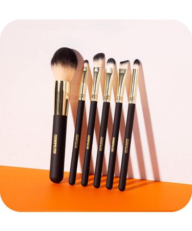 Cosmopolitan Makeup Brushes Make Up Brush Set of 7 Eyeshadow Brushes Bronzer Brush Contour Brush Blusher Brush Powder Brush Blending Brush Travel or Gift Set Silky Soft Bristles Black & Gold - Buy Online on SooperMarket.com
