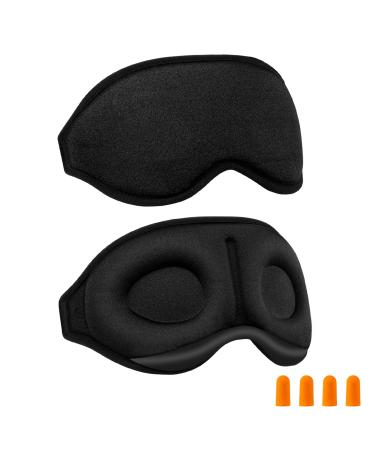 WOVTE Cooling Eye Mask Reusable Hot or Cold Therapy Gel Bead Eye Mask with Soft Plush Backing and Adjustable Strap for Puffy Eyes Dry Eyes Dark Circles Headache (Black)