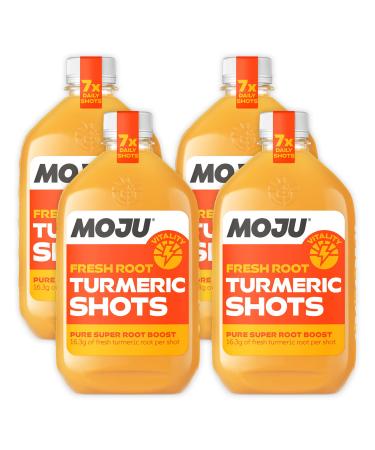 MOJU Turmeric Dosing Bottles (4x420ml Pack 28 Shots) Exercise Recovery Natural Ingredients No Added Sugars or Sweeteners Vegan Tumeric SHots Turmeric 60 ml (Pack of 28)