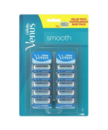 Gillette Venus Smooth razor blades with moisture strip for skin protection 12 replacement blades