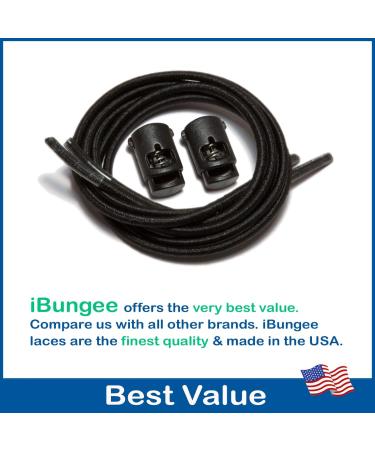 iBungee Laces: 34-inch Black Elastic No Tie Shoelaces (Made in the USA) - Buy Online on SooperMarket.com