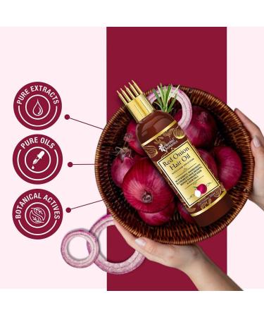 Oriental Botanics Red Onion Hair Oil with Comb Applicator 200ml - With 30 Oils & Extracts for Stronger Growth Control Hair Fall - Buy Online on SooperMarket.com