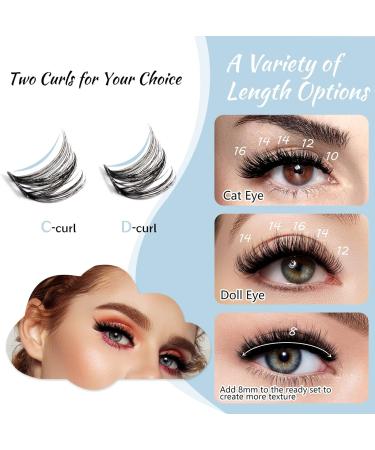 Lash Clusters 84 Pcs Eyelash Extensions D-Mix (8-16mm) - Thin Band & Soft Individual Lashes for DIY Cluster Eyelash Application (Gale D-8-16mix) - Buy Online on SooperMarket.com