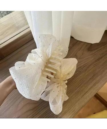 TYGHBN Bow Bubble Clips Chiffon Silk Hair Clips Large Chiffon Claw Clip Hair Bow Plastic Hair Claw Clips Fabric Floral Bows Claw Clip for Thick Long Hair (Black-A) - Buy Online on SooperMarket.com