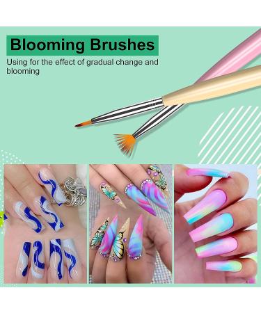 Saviland 8pcs Nail Art Brushes Set - Color Handle Gel Polish Painting Tools for Salon & DIY Manicure - Nail Extension Gel Brush, Liner Brush, Dotting Pen - Buy Online on SooperMarket.com