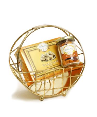 Jaiccha Ghasitaram Half Moon Metal Basket of Mix Dryfruits Soan Papdi |Gift for Diwali Gifts Holi Rakhi Valentine Christmas Birthday Anniversary Her Him|