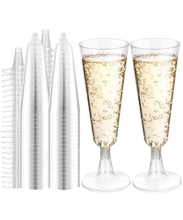 Plastic Champagne Flutes 5.5 Oz Plastic Champagne Glasses 150 Pcs Clear Disposable Champagne Glasses Toasting Glasses Crystal Plastic Mimosa Glasses for Wedding Flutes Party Drinking Cocktail Cups