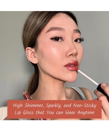 Mynena Shimmer Lip Gloss Topper | Natural Glossy Finish with Jojoba Oil | Vegan & Gluten-Free | Coral - Buy Online on SooperMarket.com