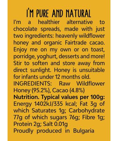 BeeHype Cacao Honey - Low-Calorie Alternative | No Palm Oil or Refined Sugars | Vegetarian, Nut & Dairy-Free - 250g - Buy Online on SooperMarket.com