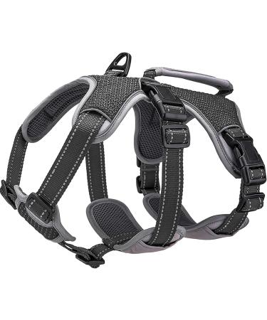 Belpro multi-purpose dog harness no breakdown no pulling reflective adjustable vest with durable handle dog dishes for large/active dogs (black m) m (1 Pack) black