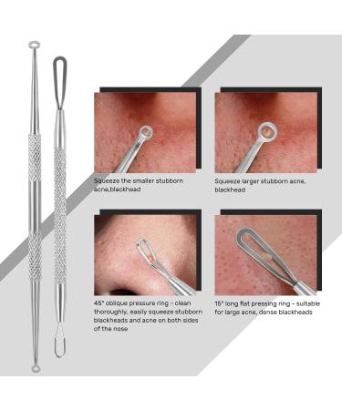 Blackhead Remover Tool JOLIFILE Upgraded 9 Pcs Pimple Popper Tool Kit Extractor Tools with Tweezers Removal Comedone Whitehead Set Large Size-Silver - Buy Online on SooperMarket.com