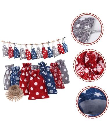 CIYODO 1 Set Christmas Advent Calendar Bags Drawstring Bag Candy Drawstring Bag Calendars Wood - Buy Online on SooperMarket.com