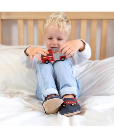 Dotty Fish Soft Leather Baby Shoes | Toddler Boys Non-Slip Suede Soles | Fire Engine Design | 0-6 Months to 4-5 Years - Buy Online on SooperMarket.com