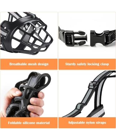 Vossot Silicone Basket Muzzle for Small & Medium Dogs - Adjustable Black Eat & Drink Friendly - Buy Online on SooperMarket.com