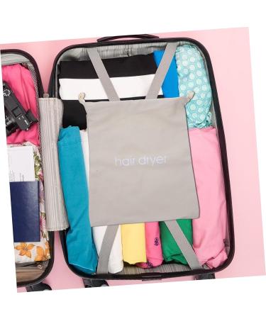 WOONEKY Hair Dryer Storage Bag Canvas Hair Dryer Organizer Bags for Travel Curling Iron Fabric Miss Modeling 33x30cm Light Grey - Buy Online on SooperMarket.com